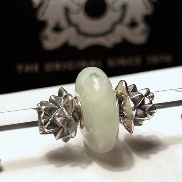 Trollbeads Jewelry - TROLLBEADS Lot of 2 Lotus Flowers & LE Green China Jade Bead LAA 925S NEW